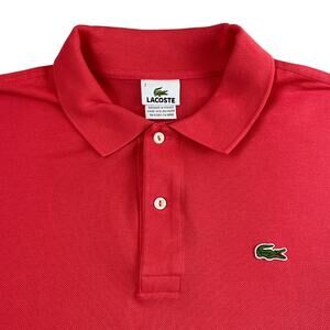 Lacoste Mens Polo Shirt Short Sleeve Size 7 XXL Coral Signature Logo Preppy